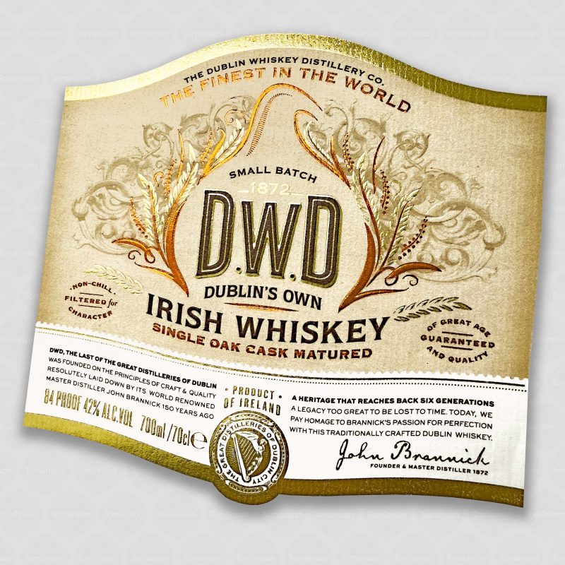 DWD Irish Whiskey label