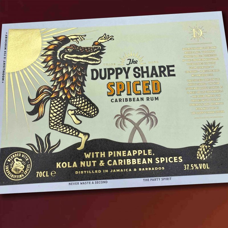 The Duppy Share Rum label