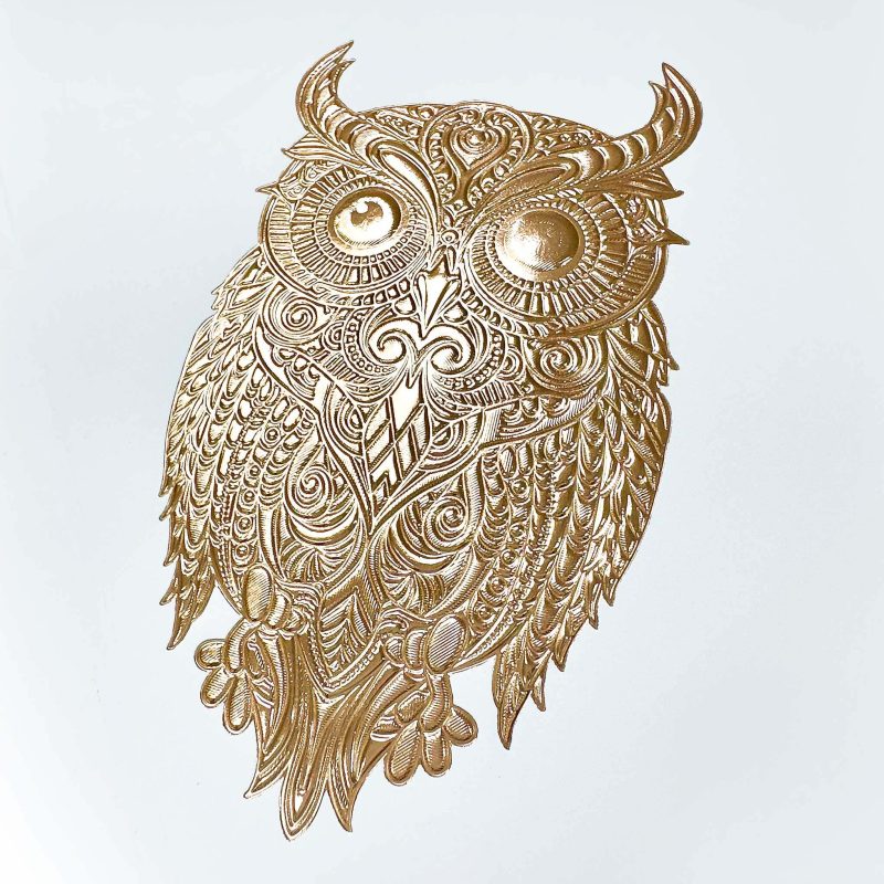 Owl, fluted and textured foiling