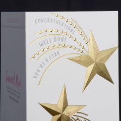 Flat, fluted faceted and textured foil greeting card