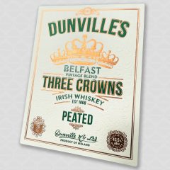 Dunville's Three Crowns Irish Whiskey labels